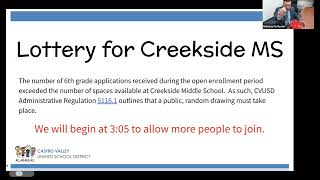 Lottery for Creekside Middle School for 20242025 [upl. by Naryk]