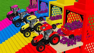 DEUTZ FAHR vs LAMBORGHINI vs FENDT vs CLAAS TRACTORS BATTLE WITH GRAPES  Farming Simulator 22 [upl. by Artinek169]