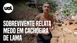 Petrópolis sobrevivente relata como família se salvou após cachoeira de lama desviar deslizamento [upl. by Laurent173]