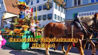 Cannstatter Volksfestumzug Stuttgart 🇩🇪 Folk festival parade 🍺🥨 Walk [upl. by Perron]