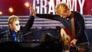 Ed Sheeran amp Elton John Duet quotThe A Teamquot Grammys 2013 Performance Recap [upl. by Anear]