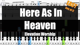 🎹Elevation Worship  Here As In Heaven Key of C  Sheet  Lyrics  Chords Piano Easy Tutorial🎹 [upl. by Cyd]