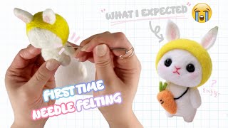 I tried Needle Felt for the first time  DIY Needle Felt Carrot Bunny Kit [upl. by Ennasor189]