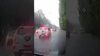 Dashcam footage shows moment missile strikes road in Ukraine  USA TODAY Shorts [upl. by Drescher]