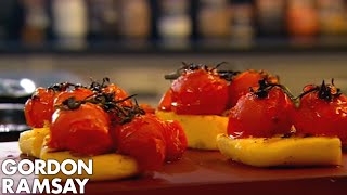 Gordon Ramsays Grilled Polenta with Tomatoes and Goats Curd [upl. by Studnia]