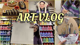 ART VLOG  KIRTASİYE ALIŞVERİŞİ  2 farklı kırtasiye turu  yeni tuval aldım ✨ dijital çizim [upl. by Rew]