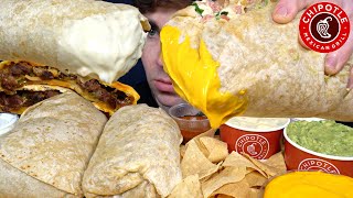 ASMR MUKBANG CHIPOTLE GIANT BURRITOS CHIPS CHEESE STEAK QUESADILLA  WITH CHEESE [upl. by Aicilat250]