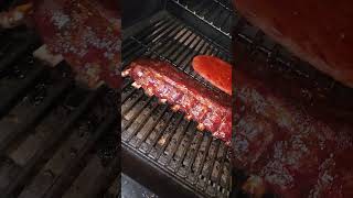 321 Baby Back Ribs on the pellet grill full cook tomorrow bbq ribs cooking traeger food [upl. by Killian325]