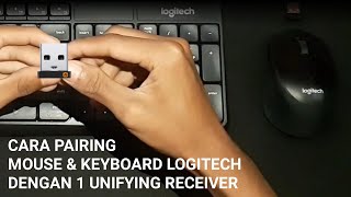 Cara Pairing Mouse amp Keyboard Wireless Logitech dengan 1 Unifying Receiver [upl. by Yanrahs486]