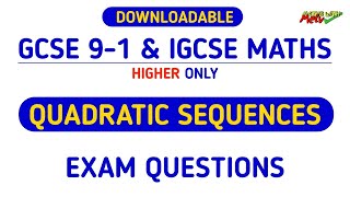 Quadratic Sequences Higher GCSE Maths Exam Questions [upl. by Lalo403]