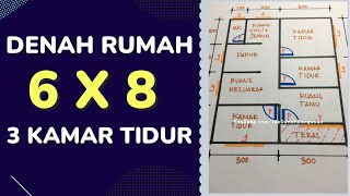 Denah Rumah 6x8 3 Kamar Tidur 1 Lantai Yang Bagus [upl. by Aita]