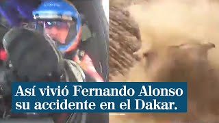 Nuevas imágenes del accidente de Fernando Alonso en el Rally Dakar 2020 [upl. by Haimorej]