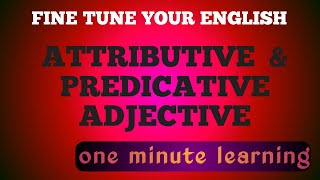 ATTRIBUTIVE AND PREDICATIVE ADJECTIVE TYPES OF ADJECTIVES [upl. by Vizzone957]