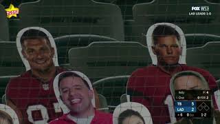 Grand Stands Gronk and Brady cutouts take in World Series and fan tosses glove after catching HR [upl. by Anrak]