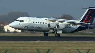 Brussels Airlines Avro RJ100 beautiful landing Brussels Airport [upl. by Keverian]