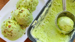 Pista Ice Cream Recipe  Homemade Pistachio Ice Cream  Eggless  No Machine [upl. by Buxton]