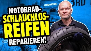 Schlauchlosreifen reparieren  Reisen mit dem Motorrad [upl. by Acireit]