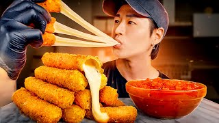 ASMR MOZZARELLA CHEESE STICKS MUKBANG 먹방  COOKING amp EATING SOUNDS  Zach Choi ASMR [upl. by Irret301]