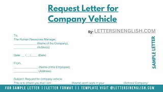 Request Letter For Company Vehicle  Authorization Letter to Use Company Vehicle [upl. by Lubeck]