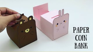 DIY MINI PAPER COIN BANK  Paper Piggy Bank  Paper Craft  Easy kids craft ideas  Paper Craft New [upl. by Sairahcaz]