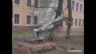 A monument to the heroine of the Soviet Union Zoya Kosmodemyanskaya demolished in Chernigov [upl. by Hauck]