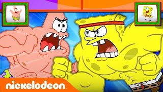 SpongeBob Fight Scenes with Healthbars  Nicktoons [upl. by Aizek615]