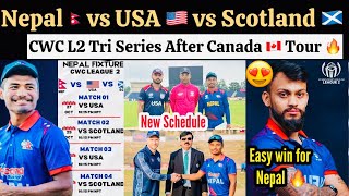 Nepal vs USA vs Scotland Match Schedule Announce  Nepal Next CWC Match In USA [upl. by Asen]