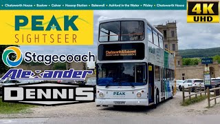 Stagecoach Peak Sightseer Chatsworth House to Calver amp AshfordintheWater ALX400 Dennis Trident [upl. by Yentterb]