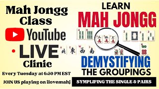 MAH JONGG How to Play Single Pair Groupings SIMPLIFIED Live Clinic 2024 219 i♥️mahj individual [upl. by Saduj]