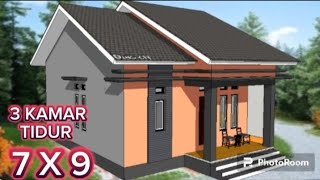 Denah Rumah Minimalis Ukuran 7x9 ada 3 Kamar Tidur [upl. by Myrtle790]