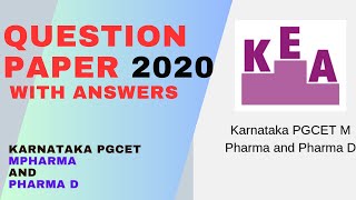 KARNATAKA PGCET MPHARMA AND PHARMA D 2020 SOLVED QUESTION PAPER WITH ANSWERS [upl. by Chickie741]