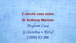 Asylum Case Colombia v Peru Customary international law [upl. by Bettzel]