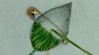 Amazing leaf hand embroidery design latest leaf hand embroidery using safety pin [upl. by Lucretia970]