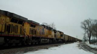 UP Coal Train With ExCNW Operation Lifesaver [upl. by Nepean]