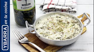 Espinacas a la crema con champiñones  Recetas con verduras Ybarra [upl. by Ardnaik]