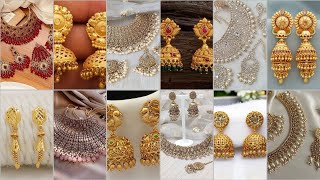 Bridal necklace designs l Top Gold earrings designs necklacedesigns goldearrings gold [upl. by Gabe]