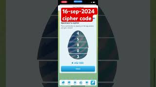 Egg game cipher code 16sep2024 egggames tapswap eggshorts youtubeshorts egggod eggciphers [upl. by Mena]