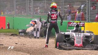 Alonso And Gutierrez Crash  Australian Grand Prix 2016 [upl. by Sang]