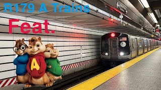 “Alvin amp the Chipmunks” Sped Up Announcement Glitch on R179 Trains  A to 96th St2nd Ave via Q Line [upl. by Ariem]