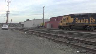 BNSF 2950 Santa Fe Blue Bonnet BAD ASS HORN Runs Lite LHF into Stacy St Yard [upl. by Brott]