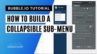 Building a menu with suboptions collapsible submenus in Bubbleio [upl. by Araet]