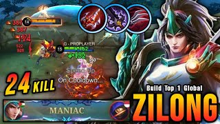 Almost SAVAGE 24 Kills Zilong Best One Shot Lifesteal Build  Build Top 1 Global Zilong  MLBB [upl. by Adele]