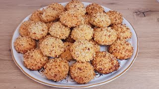 recette de biscuits semoule et noix de coco et cacahuète وصفة لذيذة وسهلة حلوه بالفينووالكوك [upl. by Aisatnaf310]