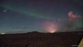 Eruption aurora and meteor a Franks trifecta  Live from Iceland [upl. by Dleifniw]