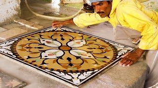 Making of Beautiful Marble Inlay Stone Art Tile For Home Interior Design [upl. by Kaltman]