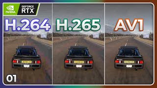 NVIDIA AV1 vs H265 vs H264 Quality Comparison  Multiple Bitrates 01 [upl. by Noah]