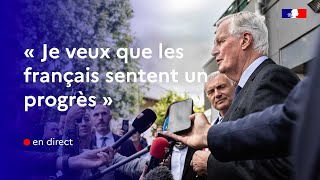 Le Premier ministre Michel Barnier s’exprime depuis la Maison France Services d’Albens [upl. by Pattani]