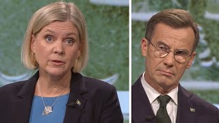 Debatt om SDregeringens skattesänkning för de allra rikaste – Andersson vs Kristersson i SVT [upl. by Einnhoj]