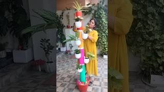 DIY Tower Planter from Waste PVC pipe gardendecor diypvcpipeideas colourfull garden [upl. by Eidnalem]