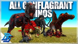 ALL CONFLAGRANT DINO ABILITIES  Ark Survival Evolved  Pugnacia Mod [upl. by Aikehs290]